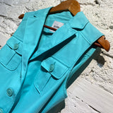MOSCHINO CHEAP & CHIC TURQUOISE WAISTCOAT WITH WHITE BELT