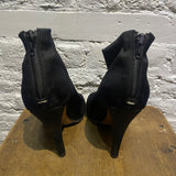 MARGIELA 22 BLACK SATIN TABI ANKLE STILETTO BOOTS