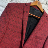 OZWALD BOATENG BLACK/RED WOVEN 3-PIECE SUIT