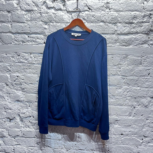 ALEXANDER MCQUEEN	MCQ DARK BLUE PATCHWORK SWEAT TOP