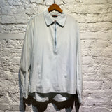 BERENA PALE BLUE QUARTER-ZIP COTTON SHIRT