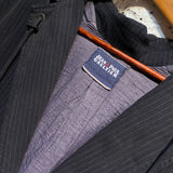 JEAN PAUL GAULTIER JEANS VINTAGE PINSTRIPE HOODED COAT