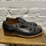 GRENSON BLACK TEXTURED LEATHER CUT OUT SHOES