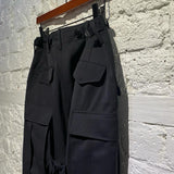 JUNYA WATANABE BLACK WOOL/POLY/CUPRO CARGO SKIRT