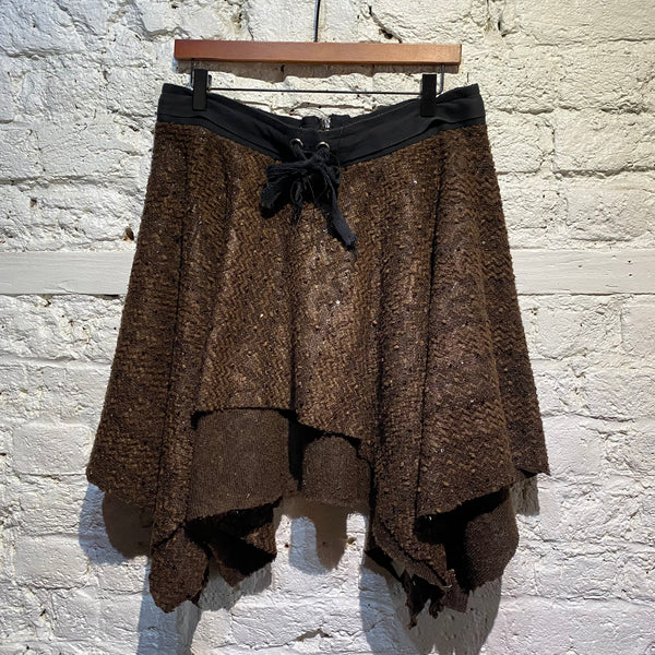 OLUBIYI THOMAS BROWN KNIT SEQUINS SKIRT
