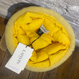 LANVIN YELLOW SHEARLING BOBBLE HAT