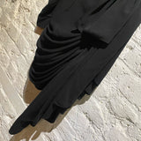 16ARLINGTON BLACK RUCHED PUFF SLEEVE CREPE MINI DRESS