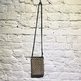 CLARE V CHECK LEATHER PHONE BAG