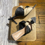 VICENZA BLACK/BEIGE HEELED MULES