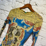 SAVE THE QUEEN! VINTAGE MESH PRINT TOP