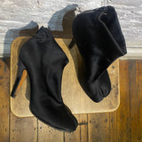 MARGIELA 22 BLACK SATIN TABI ANKLE STILETTO BOOTS