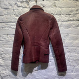 ALEXANDER MCQUEEN BURGUNDY STITCHED LEATHER JACKET
