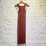 ENYA COSTA RUST JERSEY RIB KEYHOLE/CROSSBACK DRESS