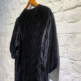 GANNI BLACK CRINKLE DRESS WITH SCARF