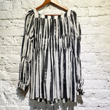VIVIENNE WESTWOOD ANGLOMANIA BLACK/WHITE SILK FRONT TIE BLOUSE