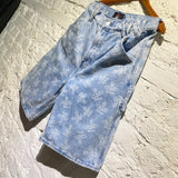 VIVIENNE WESTWOOD X PALACE SKATEBOARDS ORB PRINTED BLUE DENIM SHORTS