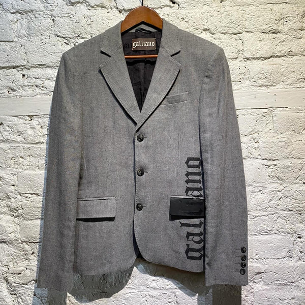 JOHN GALLIANO GALLIANO GREY HERRINGBONE JACKET