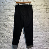 BEAMS BLACK FELTED WOOL TROUSERS