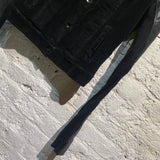 RICK OWENS DRKSHDW BLACK LEATHER/WOVEN CORD JACKET