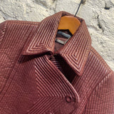ALEXANDER MCQUEEN BURGUNDY STITCHED LEATHER JACKET