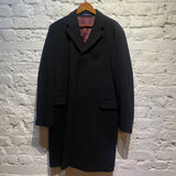 KENZO HOMME BLACK WOOL OVERCOAT