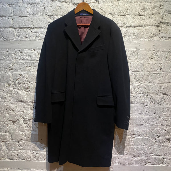 KENZO HOMME BLACK WOOL OVERCOAT