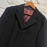 KENZO HOMME BLACK WOOL OVERCOAT