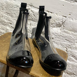 COMME DES GARÇONS BLACK/CLEAR PVC/LEATHER ANKLE BOOTS