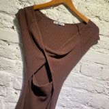 REFORMATION BROWN JERSEY RIBBED CUT OUT DRESS