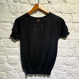MARGIELA S/S BLACK ROUND NECK (KEYHOLE) KNIT SWEATER