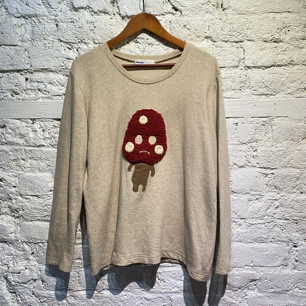 ISSEY MIYAKE NE NET VINTAGE EMBROIDERED MUSHROOM L/S TOP