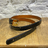 OSPREY BLACK LEATHER BELT WITH GOLD BUCKLE