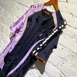 MARTINE ROSE NAVY/LAVENDER SLASHED TOP