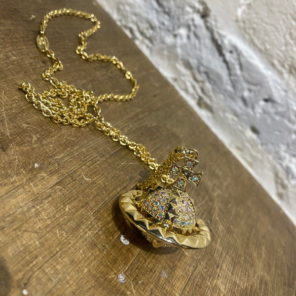 VIVIENNE WESTWOOD LARGE ORB NECKLACE GOLD/AURORA STONES