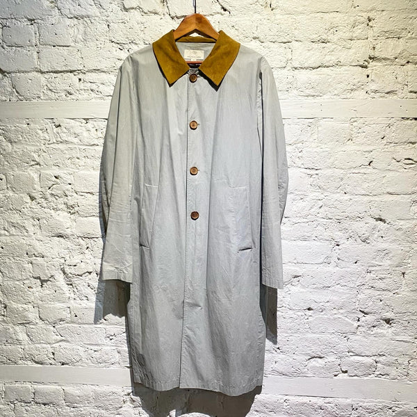 MELINDA GLOSS GREY COTTON OVERCOAT SUEDE COLLAR