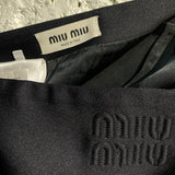 MIU MIU MIDNIGHT WOOL MIX WRAP SKIRT