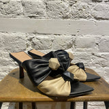 VICENZA BLACK/BEIGE HEELED MULES