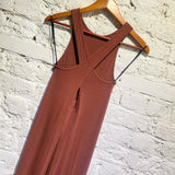 ENYA COSTA RUST JERSEY RIB KEYHOLE/CROSSBACK DRESS