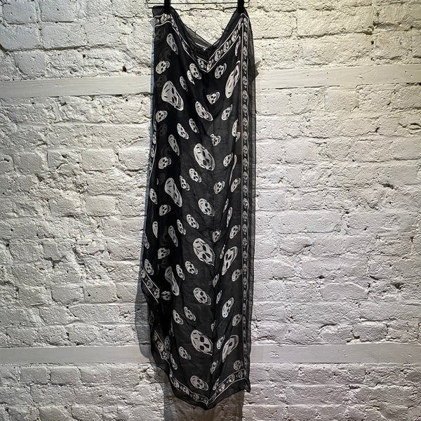 ALEXANDER MCQUEEN BLACK SKULL SILK SCARF
