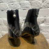 MIDNIGHTS 00 BLACK SATIN ANKLE BOOTS