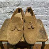 ALEXANDER MCQUEEN TAN TASSEL SUEDE LOAFERS