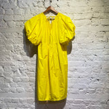 RACHEL COMEY YELLOW SILK MIX DRESS WITH METAL TRIM