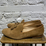 ALEXANDER MCQUEEN TAN TASSEL SUEDE LOAFERS