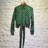 JEAN PAUL GAULTIER JUNIOR GREEN/BROWN TIE UP TOP