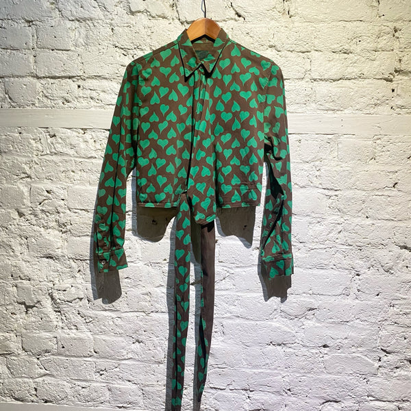 JEAN PAUL GAULTIER JUNIOR GREEN/BROWN TIE UP TOP