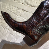 MARTINE ROSE BROWN MOCK-CROC LEATHER COWBOY BOOTS