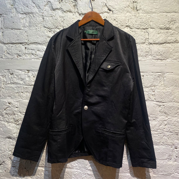 COMME DES GARÇONS HOMME PLUS* EVERGREEN BLACK COTTON JACKET WITH PEWTER BUTTONS