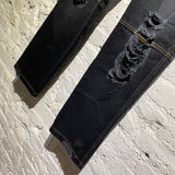 TELFAR BLACK DISTRESSED JEANS WITH PANELLED SEAMS