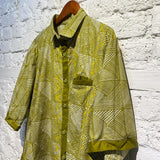 WOODIN GREEN YELLOW COTTON PRINT SHIRT