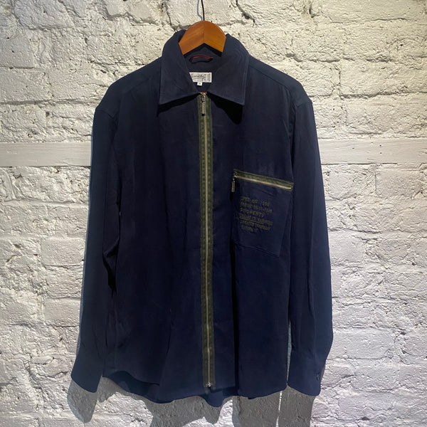 JEAN CHARLES DE CASTELBAJAC
NAVY RAYON/VISCOSE ZIP SHIRT